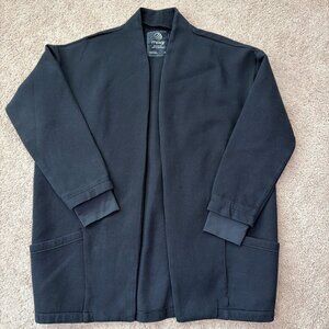 MPG Sweatshirt Cardigan Womens XL Black Travel Minimal Basic Comfort Open Slouch